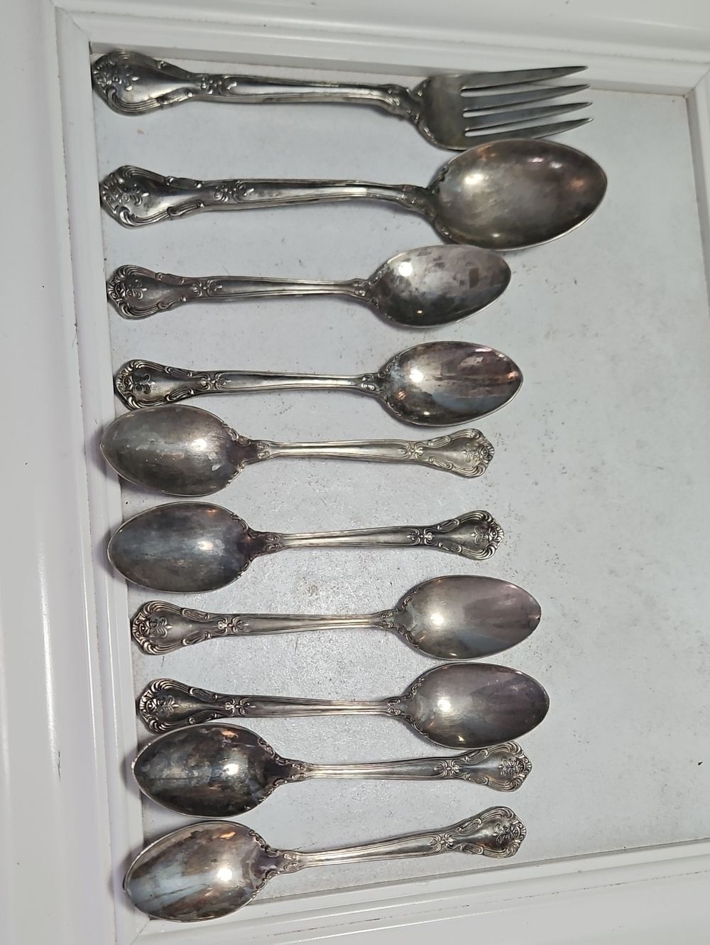 Vintage Godinger Silver Plated Serving Spoon & Fork & 8 Tablespoons